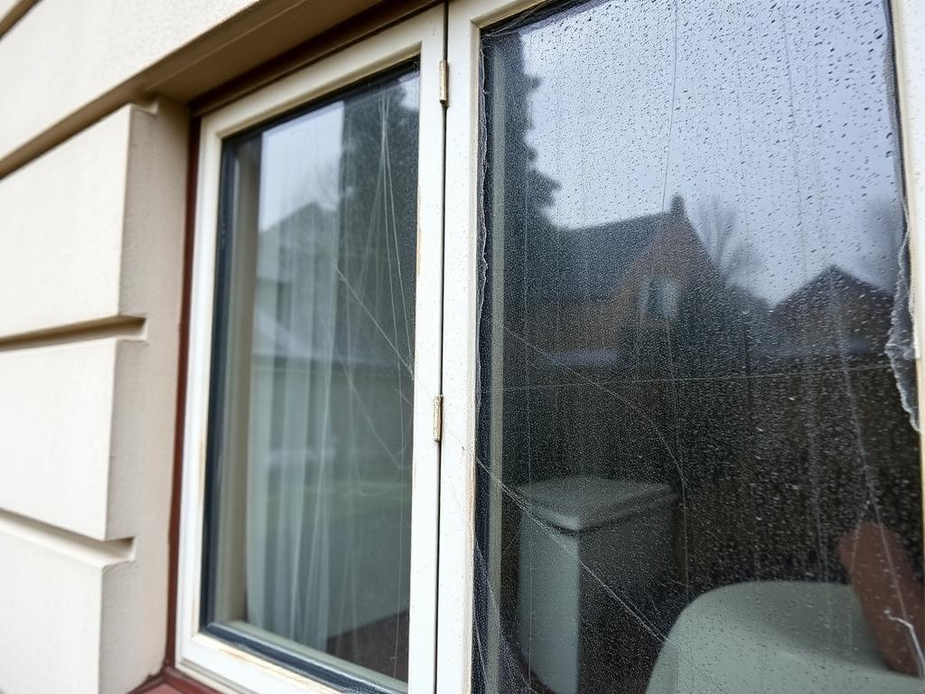 Fenster vor der Reinigung – Schmutzfilm und Wasserflecken